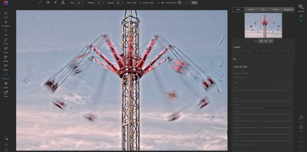 Cleaning up dust and debris on your image using software