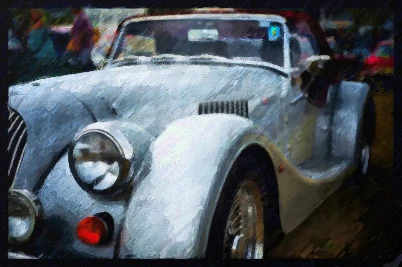 Classic Morgan Sports Care reimagined in oil on canvas by artist Charles David