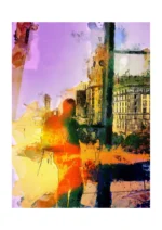 The Colours of Liverpool - Liver Building Viewed from the Museum of Liverpool is a striking abstract print by artist Charles David