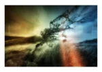 Dartmoor at Dusk -an Abstract view of Dartmoor National Park is a colourful abstract art print by Charles David
