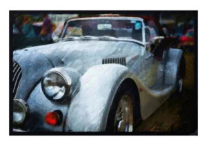 Classic Morgan Sports Car digitally reimagined as a fine art print in oil on canvas by digital artist Charles David