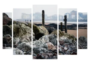 This segmented abstract print created by Charles Davis is of Exmouth View Over The Exe.