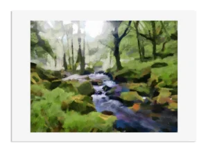 Morning Light Variation at Golitha Falls on Bodmin Moor Cornwall is an impressionist fine art print by Charles David