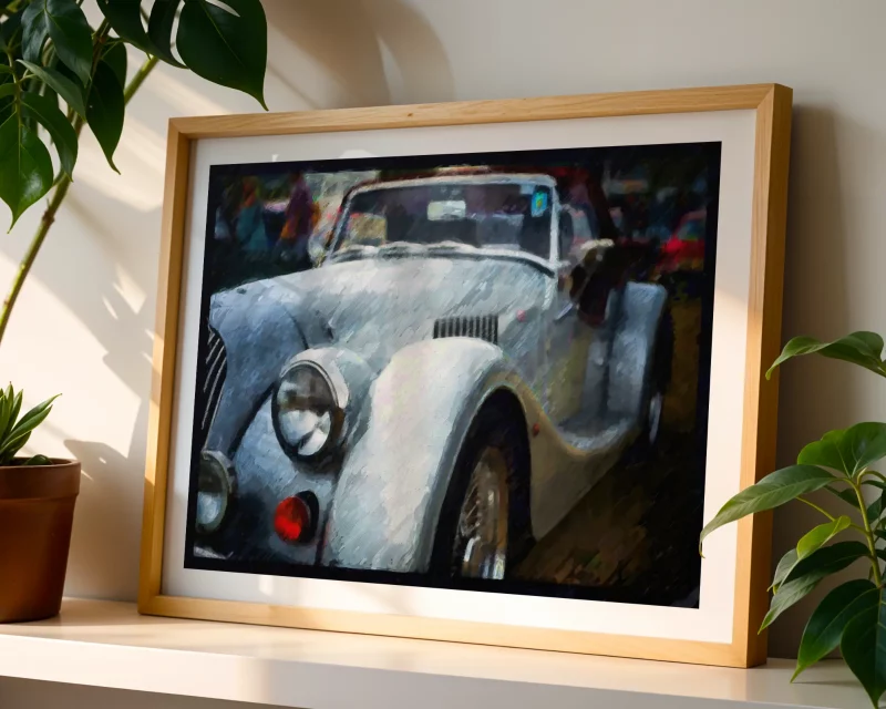 Classic Morgan Sports Care reimagined in oil on canvas by artist Charles David