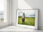 A striking Bodmin Moor scene featuring a single standing stone from the Minions stone circle. A limited edition print by Alex Hamer