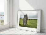 A striking Bodmin Moor scene featuring a single standing stone from the Minions stone circle. A limited edition print by Alex Hamer