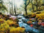 Morning Light at Golitha Falls Cornwall by Charles David