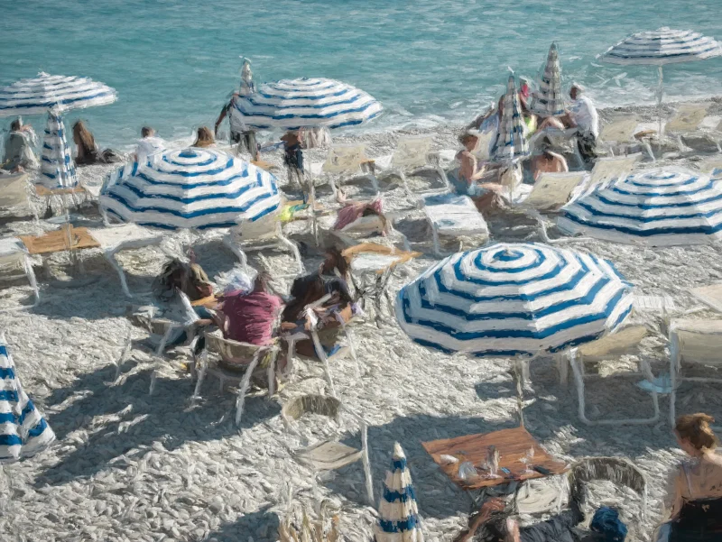 La Plage Nice is a digital painting created by Charles David in 2020