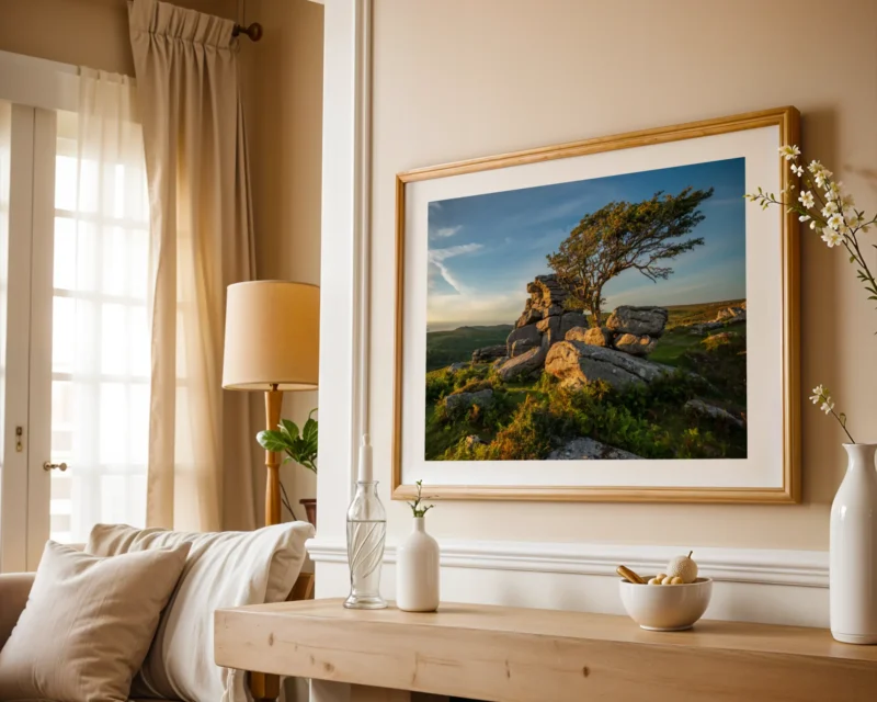 A limited edition landscape wall print of Emsworthy Rocks Sunset by Alex Hamer | The Creative Camera