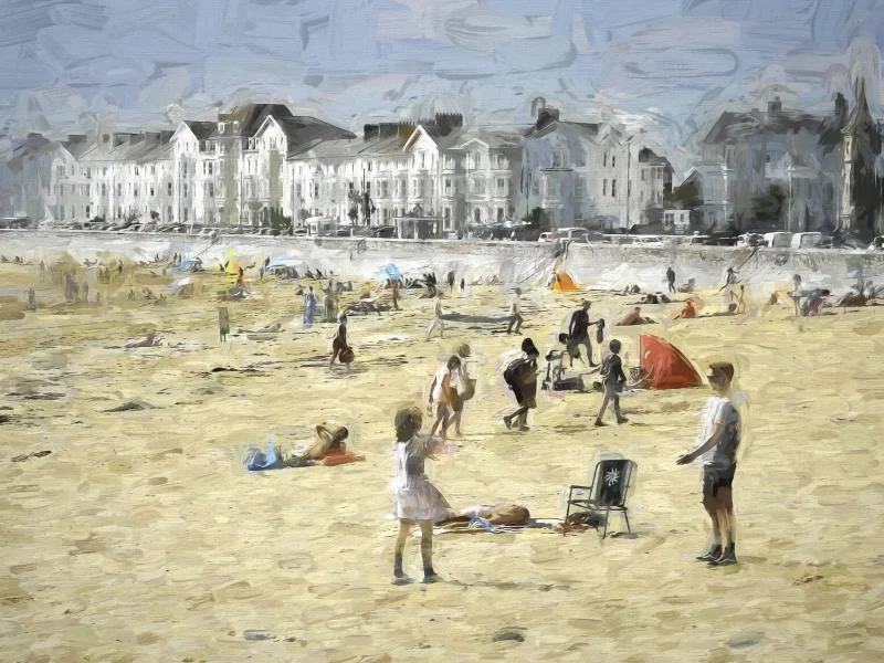 A Day at the Beach is an impasto style digital painting by Charles David