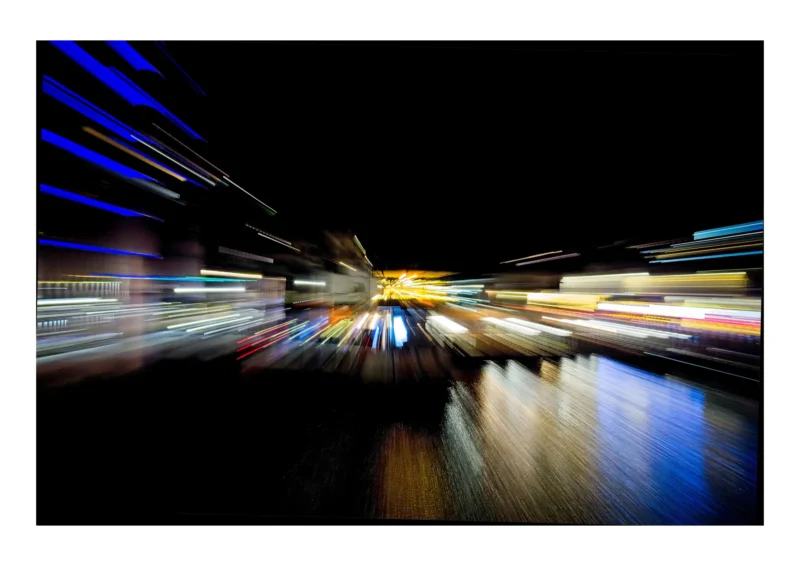 This is the A2 print you will receive. The dark border represents the paper edge only. Harbour Light Burst Variation - Torquay Harbour, South Devon-Coast is an Abstract fine art print by Charles David created using Intentional Camara Movement