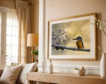 Frosty Perch depicts the beautiful and enigmatic Kingfisher at rest. A Photograph from Stuart Chapman