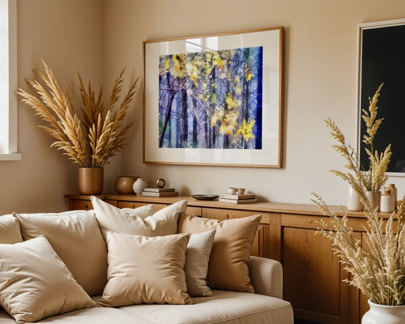 Woodland sparkle is colourful digital watercolour by artist Charles David