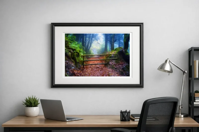 Woodland Path is a beautiful digital painting created from a unique photograph by Charles David