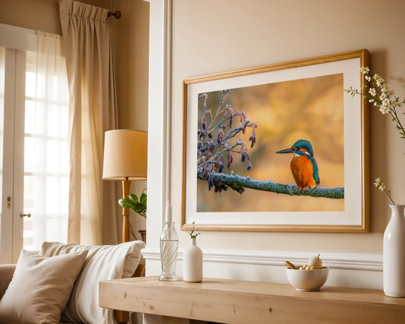 Frosty Perch is a fine art print of a Kingfisher by Stuart Chapman | The Creative Camera