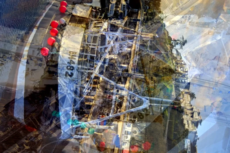 BM482 Distorted Reality, created by Charles David, is an abstract fine art print based on the Brixham BM482 Trawler moored in Torquay harbour
