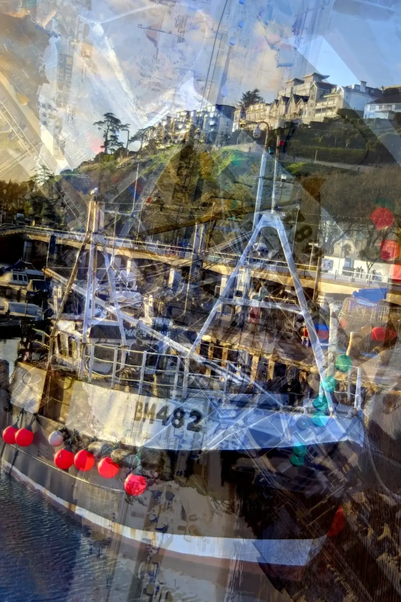 This fine art print of Abstracted Reality - Brixham Trawler BM482, Torquay Harbour is a creation by artist and photographer Charles David