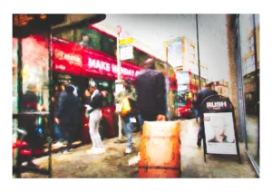 This impressionist digital painting of Urban City Life – Dalston, London captures the raw pulse of the capital. A print by Charles David