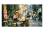 Vietnamese Back Street Kitchen is a fine art print that captures the quiet theatre of Hanoi’s hidden food alleys by Charles David
