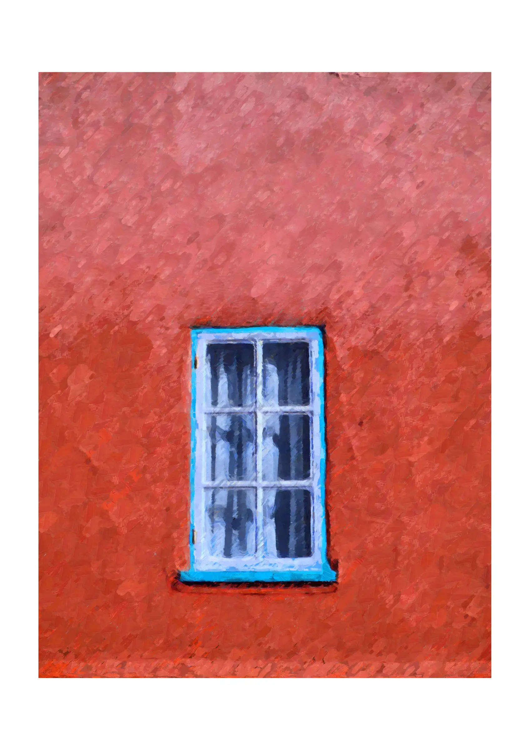 Blue Window in a Red Wall is a fine art print of Portmeirion South Wales by Charles David | The Creative Camera