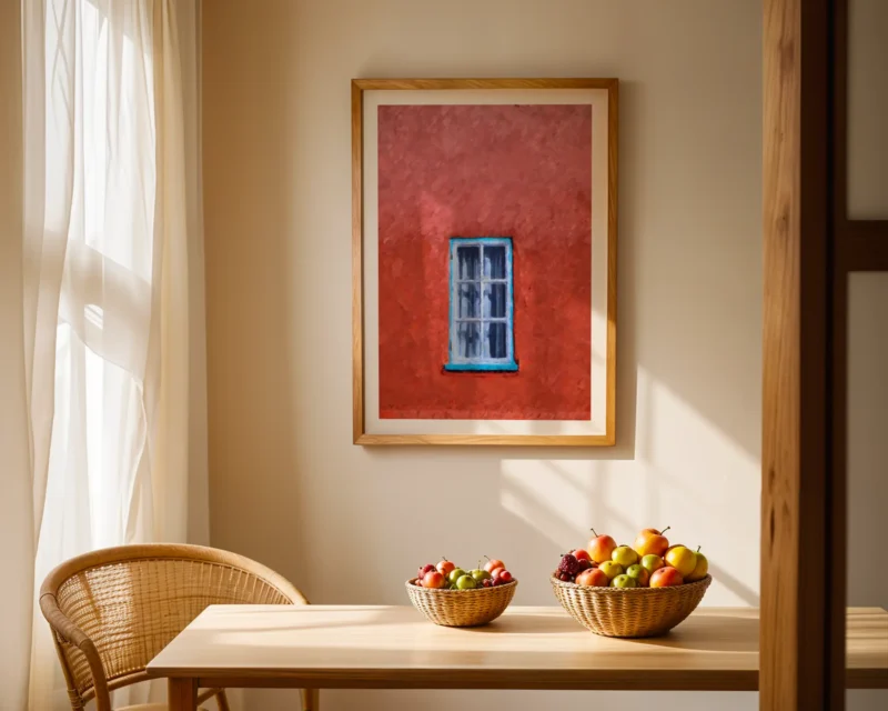 Blue Window in a Red Wall is a fine art print of Portmeirion South Wales by Charles David | The Creative Camera