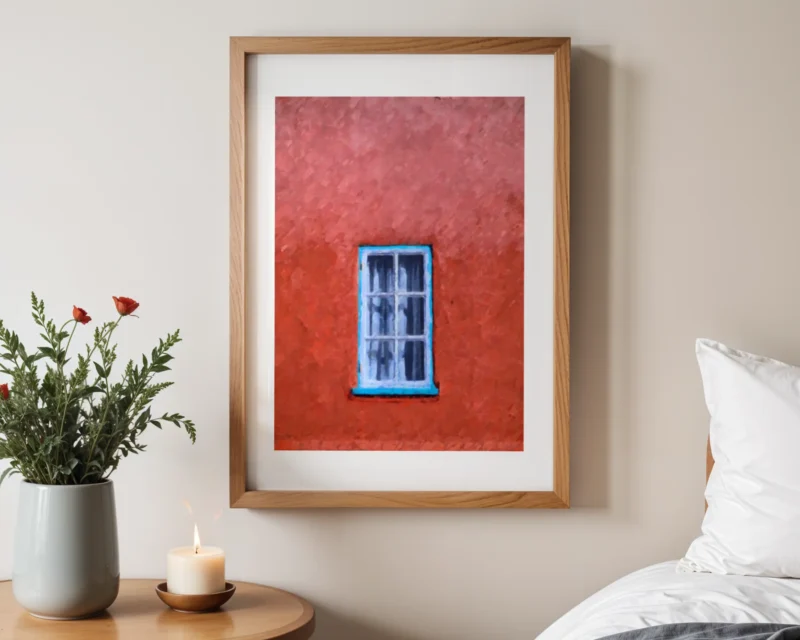 Blue Window in a Red Wall is a fine art print of Portmeirion South Wales by Charles David | The Creative Camera