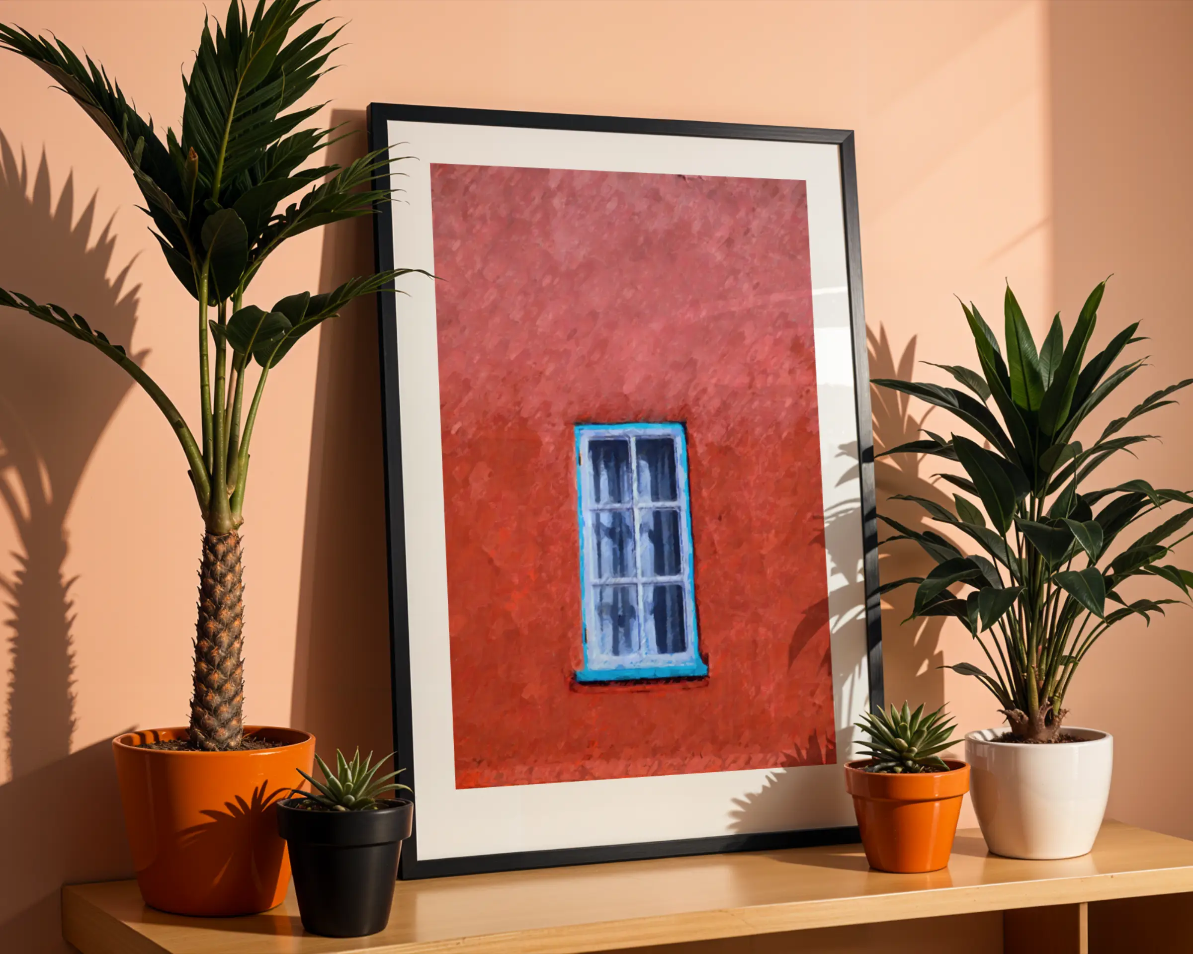 Blue Window in a Red Wall is a fine art print of Portmeirion South Wales by Charles David | The Creative Camera