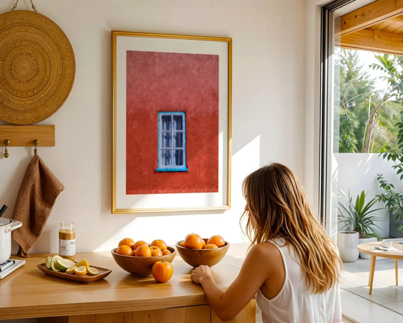Blue Window in a Red Wall is a fine art print of Portmeirion South Wales by Charles David | The Creative Camera
