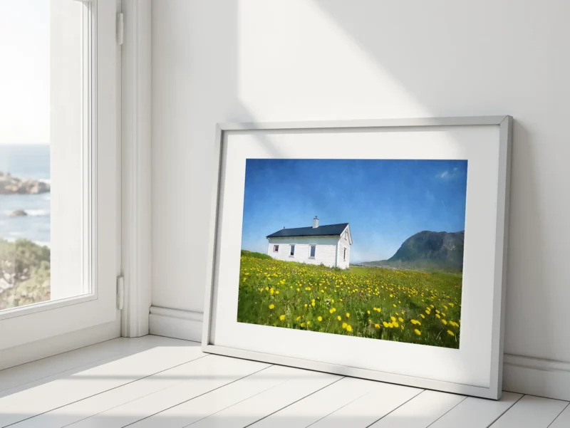 Lofoten Cottage on a Spring Morning - a fine art print by Alex Hamer | The Creative Camera