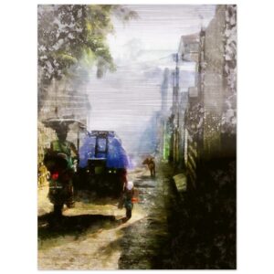 Riding into the Smoke | Brushed Aluminium Print 60x80 cm / 24x32″