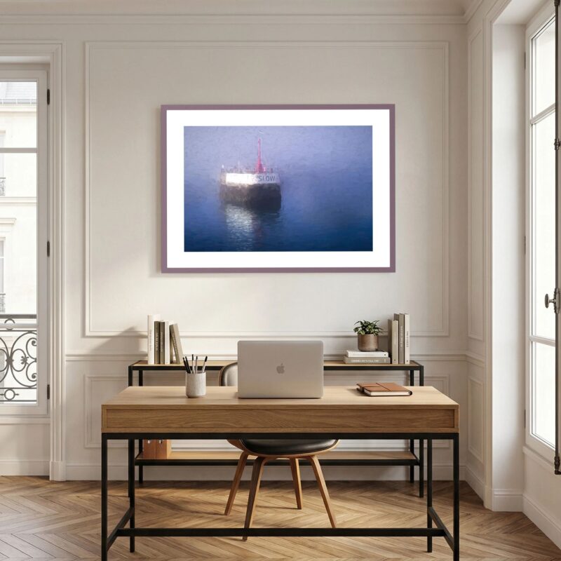 Sea Wall in Fog - Impressionist Coastal Wall Print for Contemporary Spaces