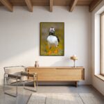 Lunch | A Contemporary Wildlife Fine Art Wall Canvas, Black frame