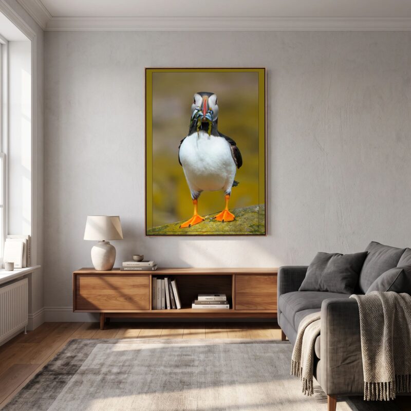 Lunch | A Contemporary Wildlife Fine Art Wall Canvas, Oak frame
