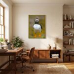 Lunch | A Contemporary Wildlife Fine Art Wall Canvas, White frame