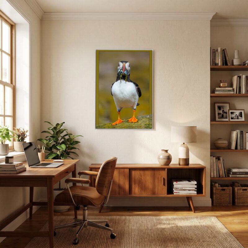 Lunch | A Contemporary Wildlife Fine Art Wall Canvas, White frame