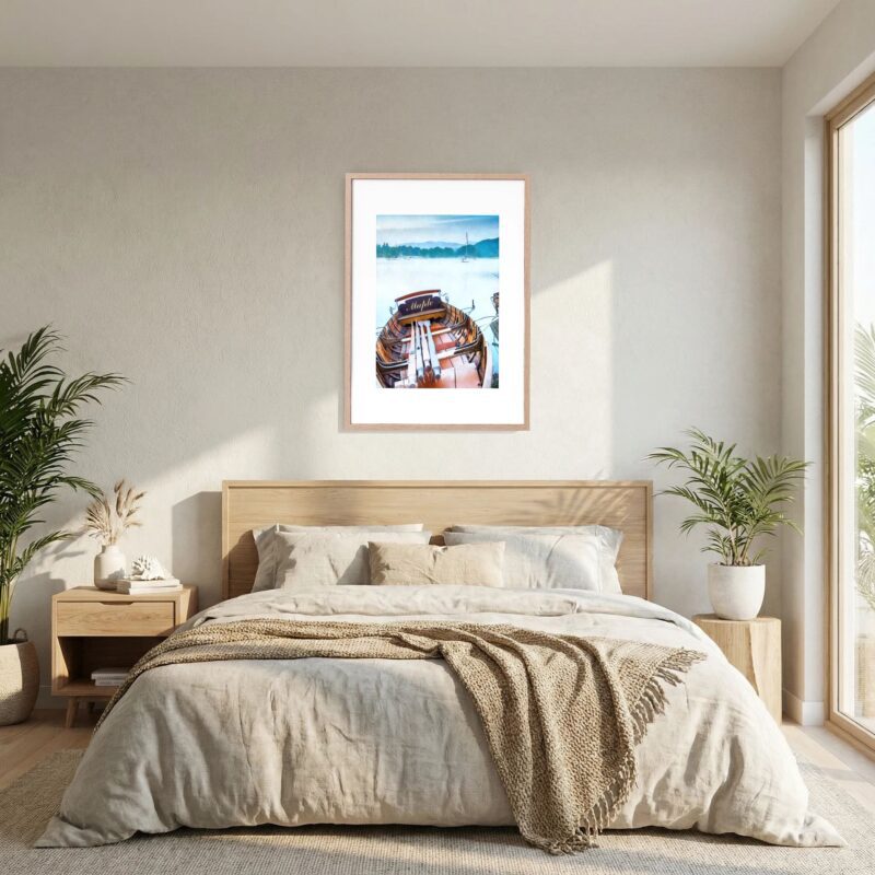 Windermere Dawn | Lake Windermere Fine Art Print, Oak Nature frame, White mat